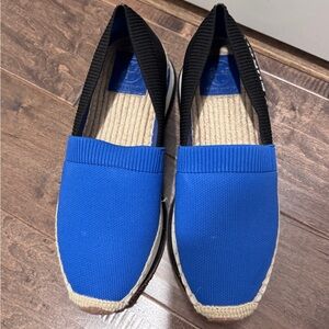 Tory Burch Espadrille Platform Sneakers.  Size 8 M.  Blue/Black/White
